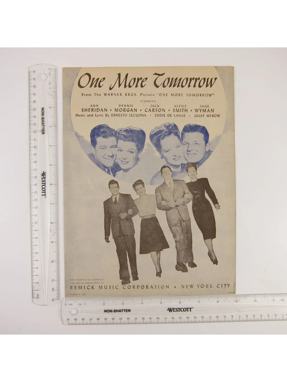 Sheet Music One More Tomorrow Ann Sheridan Dennis Morgan Jack Carson Vintag 1945